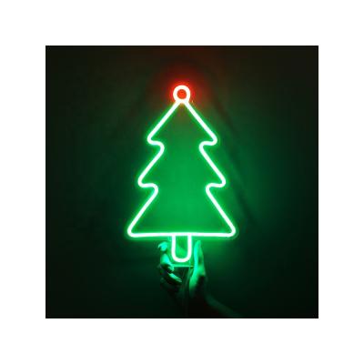 China Drop Shipping Christmas Tree LED Neon Sign Indoor Outdoor Flexible Neon Sign Christmas New Year Room Wall Hanging Store Party Decor Happy Holidays for sale