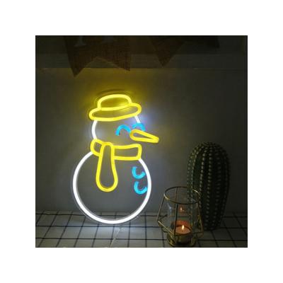 China Christmas Snowman Indoor Outdoor High Quality Acrylic Led Neon Lamp Home Room Kids Bedroom Bedside Table Decor Gift Led Neon Sign 17x11.3Inch for sale