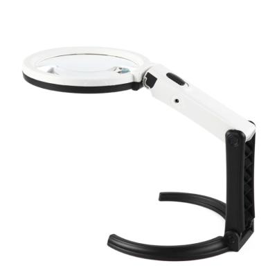 China Protect Portable Eyes 10 New Led Magnifier Magnifier With Lens Table Lamp Light Handheld Foldable Magnifier for sale