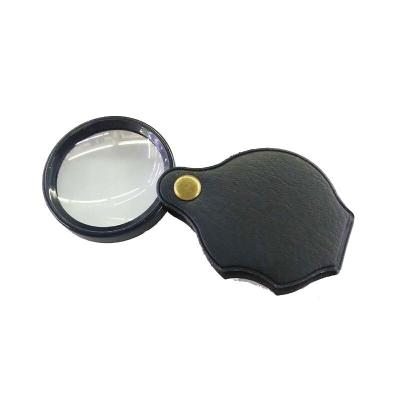 China Reading Pocket Magnifier Folding Portable Leather Magnifier for sale