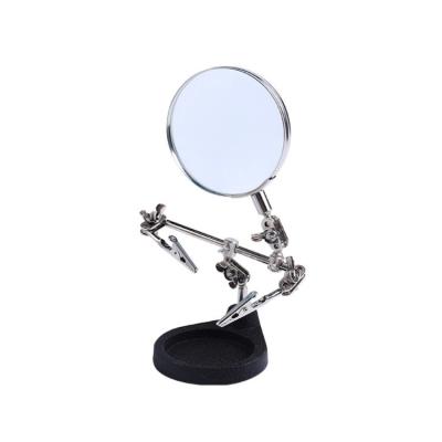 China Portable Magnifier 5X Magnifying Glass 3rd Hand Helping 3x Magnifier for sale