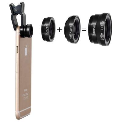 China Iphone Smartphone Camera 3 in 1 Cell Phone Macro Wide Angle Fisheye Camera Lens for sale