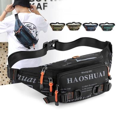 China Fashion Letter Waterproof Waist Bags For Men Casual Nylon Waist Packs Hot Sale Unisex Belt Fanny Pack Travel Storage Chest Bags Leg Bag for sale