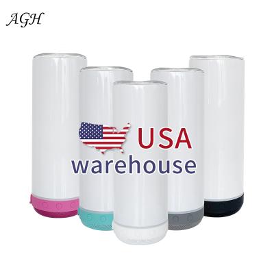 China Viable USA Warehouse 20 Oz White Stainless Steel Music Mug Sublimation Speaker Upright Lean Rocker for sale