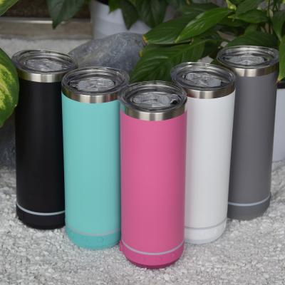 China Free Shipping Viable Double Wall Colorful Vasos Tumbler 20oz Music Tumbler Stainless Steel Speaker Wireless Mug From USA Warehouse for sale