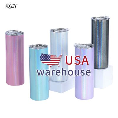 China 20 oz Stainless Steel Blanks Rainbow Tumblers Sublimation Twinkle Tumbler 20oz USA Straight Lean Warehouse for sale