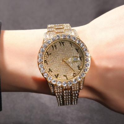 China Day/Date 2021 SY Fully Iced Out Quartz Watch Stainless Steel Watch Bands Mens Jewelry Luxury Watch for sale