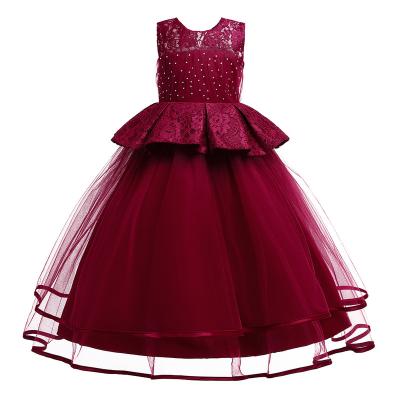 China Wholesale Kids Dresses Wholesale Sleeveless Long Baby Party Satin Flower Dress Wedding Birthday Dresses for sale