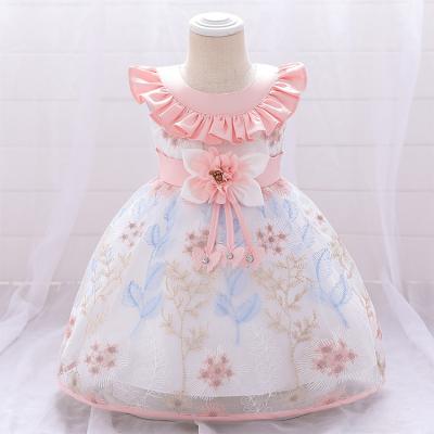 China Anti-Static Kids Dress Fashion Ruffle Dress Top Quality High Grade Floral Girls For Kids Casual Sleeveless Polyester/Cotton for sale