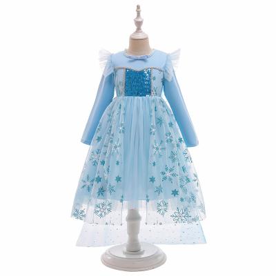 China Baby Dress Dress Anti-static High Quality Sequins Printing Long Sleeve Tulle Girl Dress for sale