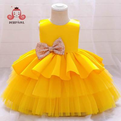 China Anti-wrinkle baby red formal dress baptism floral event dress little princess skirt with free headband for sale