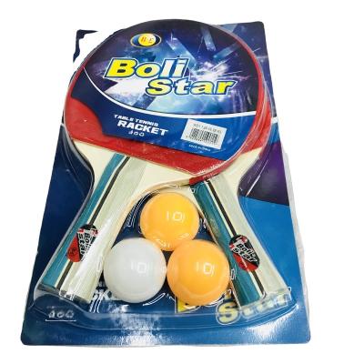 China Durable High Quality Hot Selling Blister Double Sided Two Adhesive Holder Three Ball Table Tennis Racket for sale