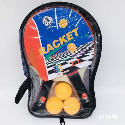 China Durable 8cm Dish Color Grip Two Shot Three Ball Table Tennis Racket Set With Cowboy Fish Bag for sale