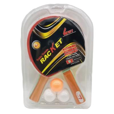 China Durable Stacked Positive Color Handle Glue Suction Card 6cm Two Panel Shots With Ball Ping Pong Racket Set for sale