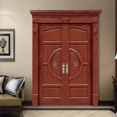 China Waterproof Main Entrance Wooden Doors front doors for Houses Modern Exterior Main Oak Door for sale