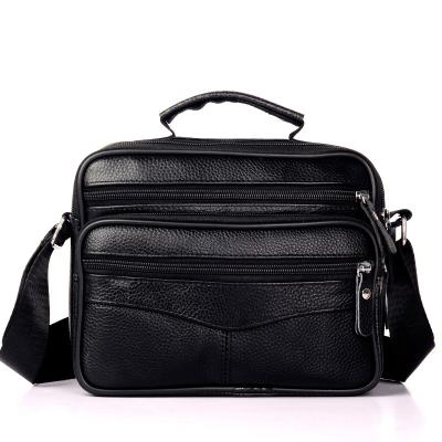 China Wholesale Large Capacity Casual Men's Cowhide Leather Daily Handbag First Layer Bag Shoulder Use Cross Section Messenger Bag for sale