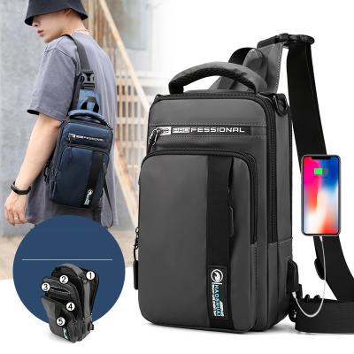 China Waterproof Outdoor Multifunctional Messenger Bag Usb Charging Men's One-Shoulder Backpack Chest Bag for sale