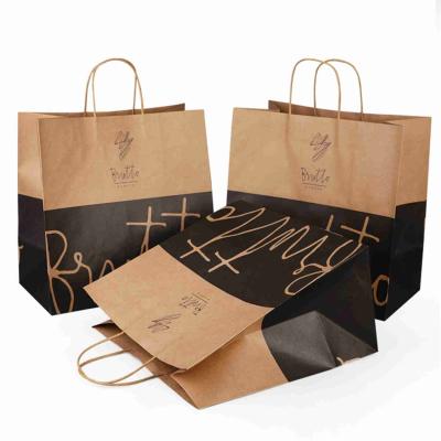 China Takeaway Bulk Brown Paper Bags Custom Kraft Bags 120g for sale