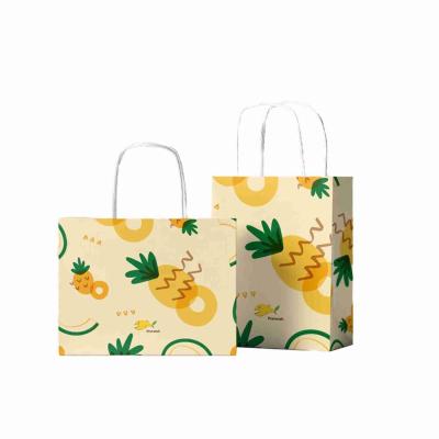 China Custom Fruit Printing Kraft Carrier Bags Party Favor Gift Bag Pantone color for sale