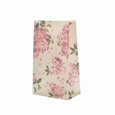 China 12x8x22.5 Greaseproof floral Kraft Paper Food Bags For Party Favor Cookie Candy Treat for sale