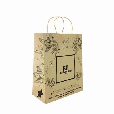 China Food Coffee Packaging Greaseproof Takeaway Paper Bags With Handle OEM for sale