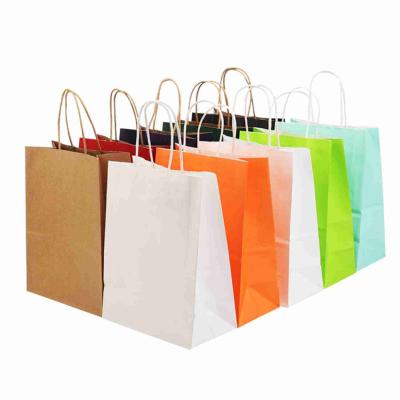 China ODM Recycling Colored Kraft Retail Paper Bags With Handle 16x8x22 for sale