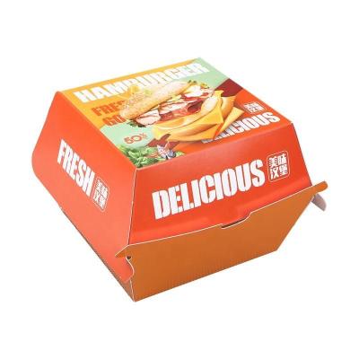 China Kuaima Compostable Kraft Fast Food Paper Box For Burger Hamburger Takeaway for sale