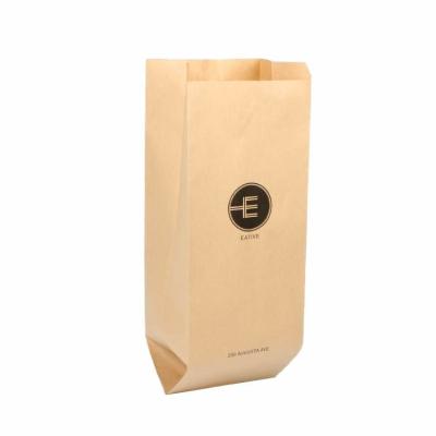 China Custom Logo Printed Paper Bread Bag  Brown Kraft Greaseproof for sale