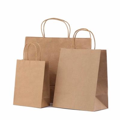 China Bolsas de papel biodegradables de Kraft Brown del llano con las manijas en venta