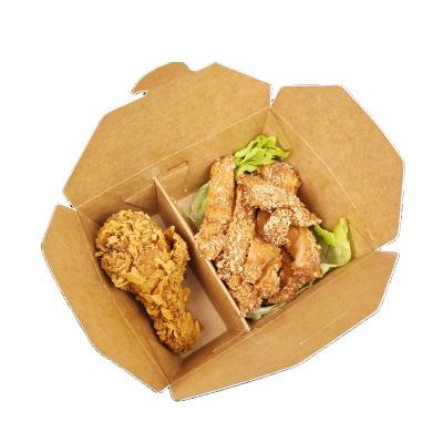 China Disposable Biodegradable Printable Kraft Paper Salad Food Boxes With Lids for sale