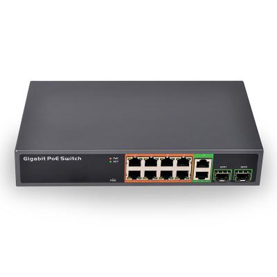 China POE switch 8 port 10/100/1000 Mbps POE poe + 2 uplink + 2SFP no power supply 150W combo PoE switch 48V 8 port SDAPO PSE1008GSR for sale