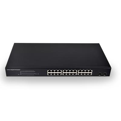 China POE SDAPO PSE3224S 24 port gigabit POE switch with 24 port PoE + 2 gigabit SFP port total power 370W 48v poe switch for sale