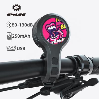 China Fashionabe Hot Sale ENLEE Bike Ring Bell Super Loud Waterproof Alarm 130 Decibel USB Rechargeable Road Bicycle Electronic Mountain Horn for sale