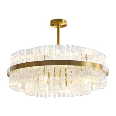 China Wholesale Luxury Indoor Cylindrical Metal Crystal Chandelier Modern Simple Factory for sale