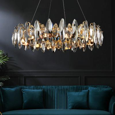 China Nordic crystal luxury home hanging gold LED lights contemporary k9 series indoor chandelier 2021 black indoor pendant light for sale