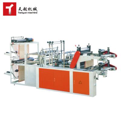 China PLACSTIC BAG PRODUCING Computer Control Double Platform Rolling T-shirt Polythene Bag Plastic Shopping Bag Making Machine Price for sale