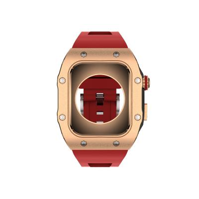 China Luxury Advanced Customization Luxury Watch Silicone Band Band With Alloy Metal Case For Apple Watch 45mm 44mm for sale