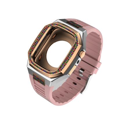 China Luxury Value 45mm 44mm 41mm Silicone Rubber Watch Strap Bands And Cover Case Steel Strap For Apple Watch for sale