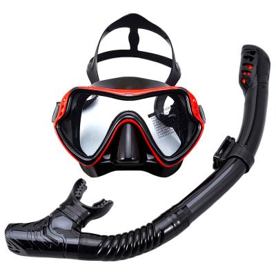 China Silica Gel Diving Goggles Snorkel Set New Large Frame Men And Women Adult Silicone Mask Scuba Diving Mask Swimming Snorkeling Glasses for sale