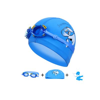 China Swimming Kids Swimming Glasses Cartoon Children Swim Hats Earplugs Waterproof HD Goggles Silicone Boy Girl Girl Swimming Goggles Diving Suits for sale