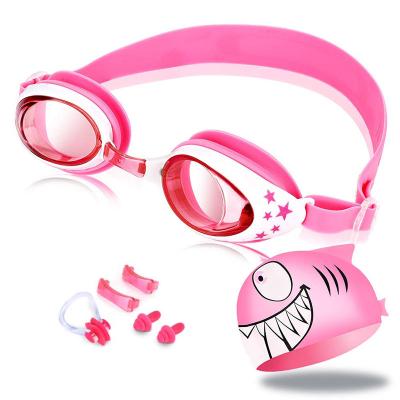 China Swimming Kids Swimming Goggles Swim Cap Kids Waterproof UV Anti-fog Swim Glass Eyewear Boy Girl With Earplugs Goggles Diving Suits for sale