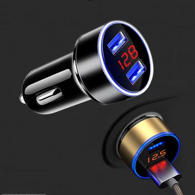 China Car Charger / USB Charger /car USB Charger Car Charger For Cigarette Lighter Smart Phone USB Adapter Mobile Phone Charger Dual USB Digital Display Voltmeter fast charging for sale