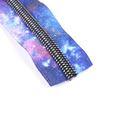 China Colorful Printed Double Sliders Nylon Zippers Working Craft Sewing Garment for sale