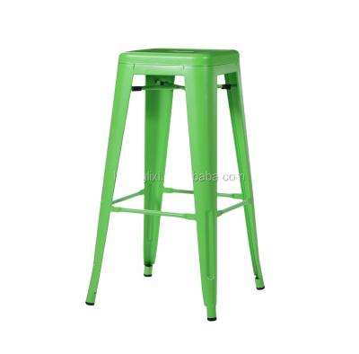 China Retro Modern Commercial Iron Vintage Restaurant High Bar Chair Durable Metal Stackable Bar Stools for sale