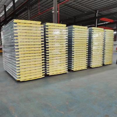 China Easy Installation Rock Wool Sandwich Panel Insulated Exterior Container Roof Panels Color Steel Glass Wool EPS Sandwich Panel for sale