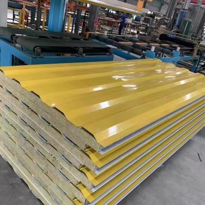 China Fireproof Color Rock Wool Sandwich Panel Partition Wall Panel Glass Wool EPS Sandwich Panel Steel Roof Easy Installation for sale