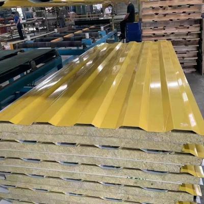 China Easy Installation Corrugated Container EPS / Fireproof Exterior Glass Wool / Rock Wool Sandwich Panel Sandwich Panels For Walls And Roofs for sale