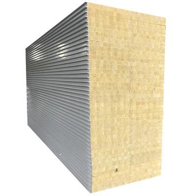 China Easy Installation Insulated Activity Room Metal Partition Panel Walls Panel Fireproof Rock Wool Sandwich Panel for sale