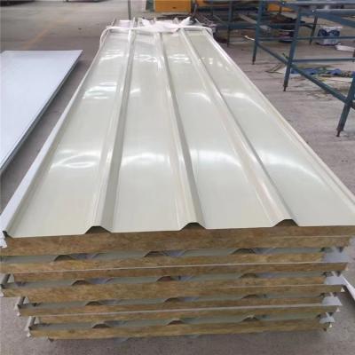 China Easy Installation Lightweight Exterior Wall Building Material Sandwich Panel Rock Wool Wall Panel For Roof Sandwich Panels for sale