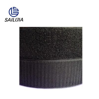 China Sailijia High Level Self Adhesive Viable Hook And Loop Tapes Double Sided Black Sticky Tape Roll Back Fastener for sale